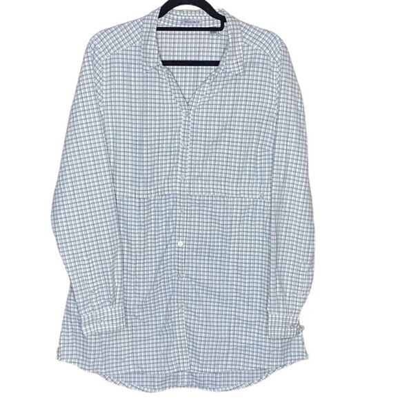 Toad&Co Wm’s Sz Lrg Gray White Gingham Debug UPF Lightweight Woven Tunic Shirt - Picture 1 of 4